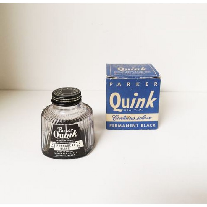 Bouteille d'encre Quink Parker vintage